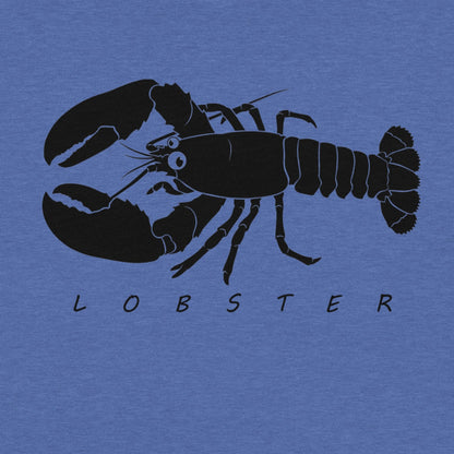 Black silhouette of a lobster with 'LOBSTER' text on a blue background
