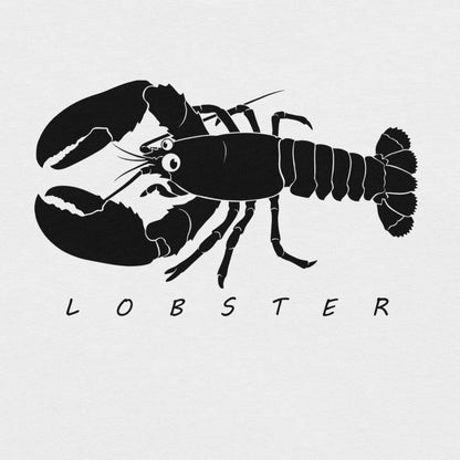 Black silhouette of a lobster with the word 'LOBSTER' below on a white background